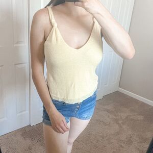 The Range REVOLVE Ribbed Crop Tank Top Yellow XS